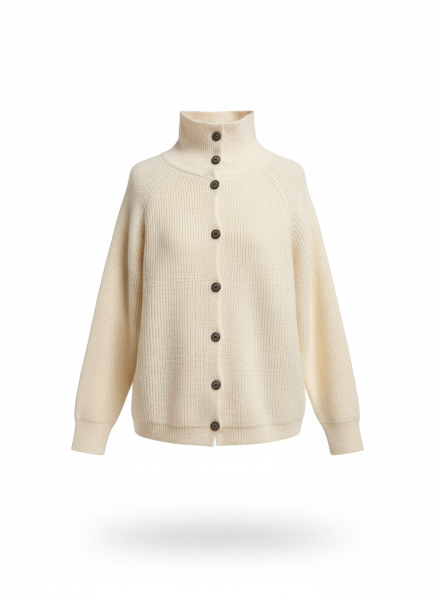 High Neck Cashmere Cardigan