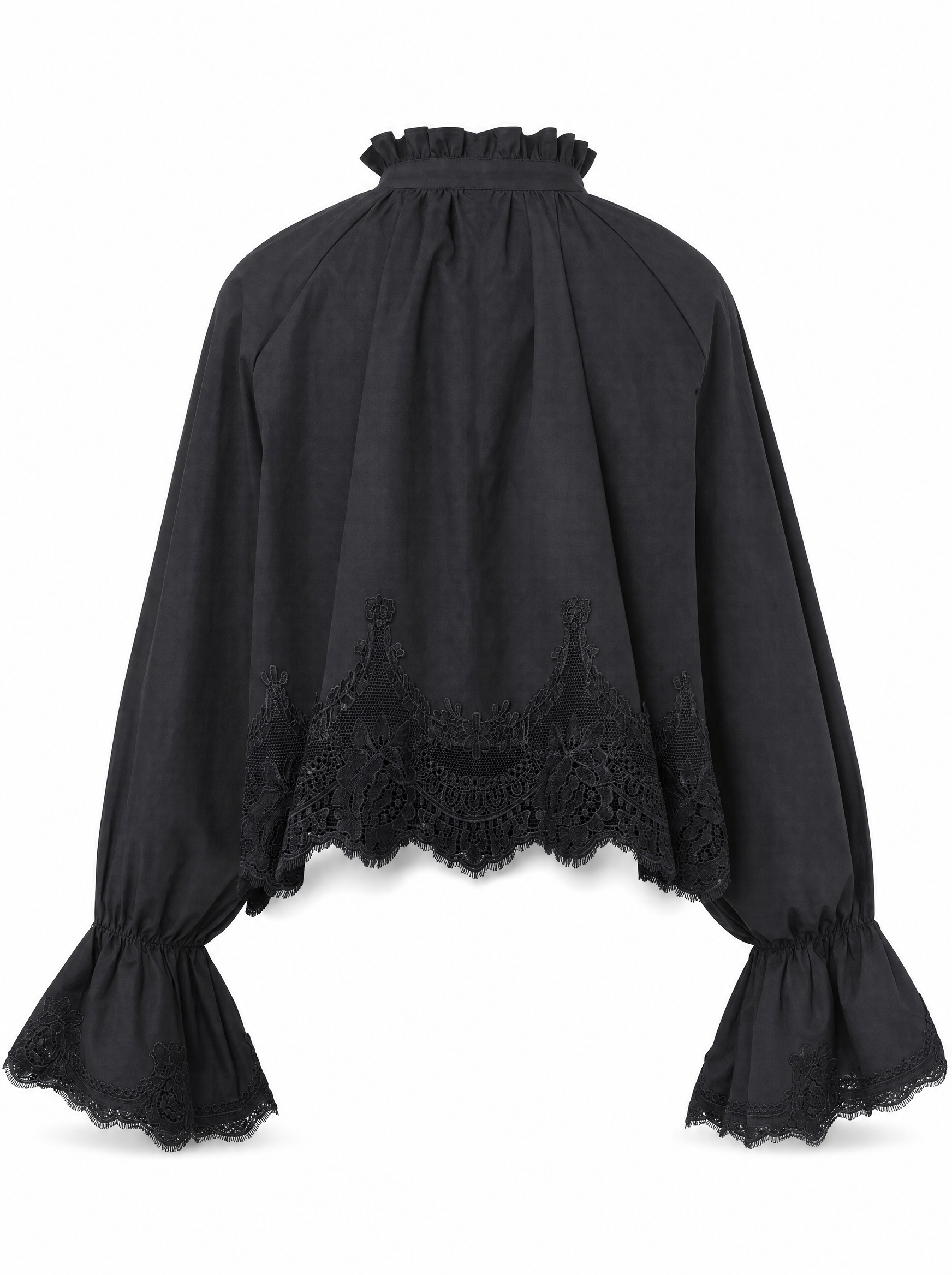 OVERSIZED CROPPED BLUSE MIT SPITZENBESATZ