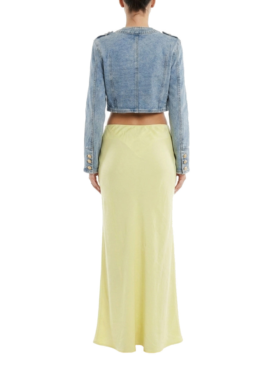 CROPPED DENIM NAPOLEON JACKET