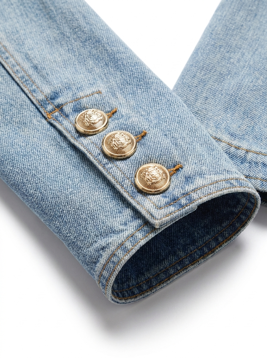 CROPPED DENIM NAPOLEON JACKET