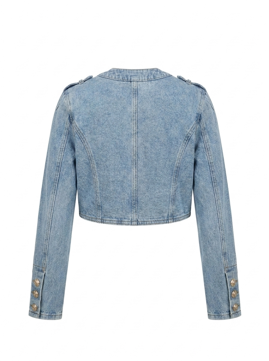 CROPPED DENIM NAPOLEON JACKET