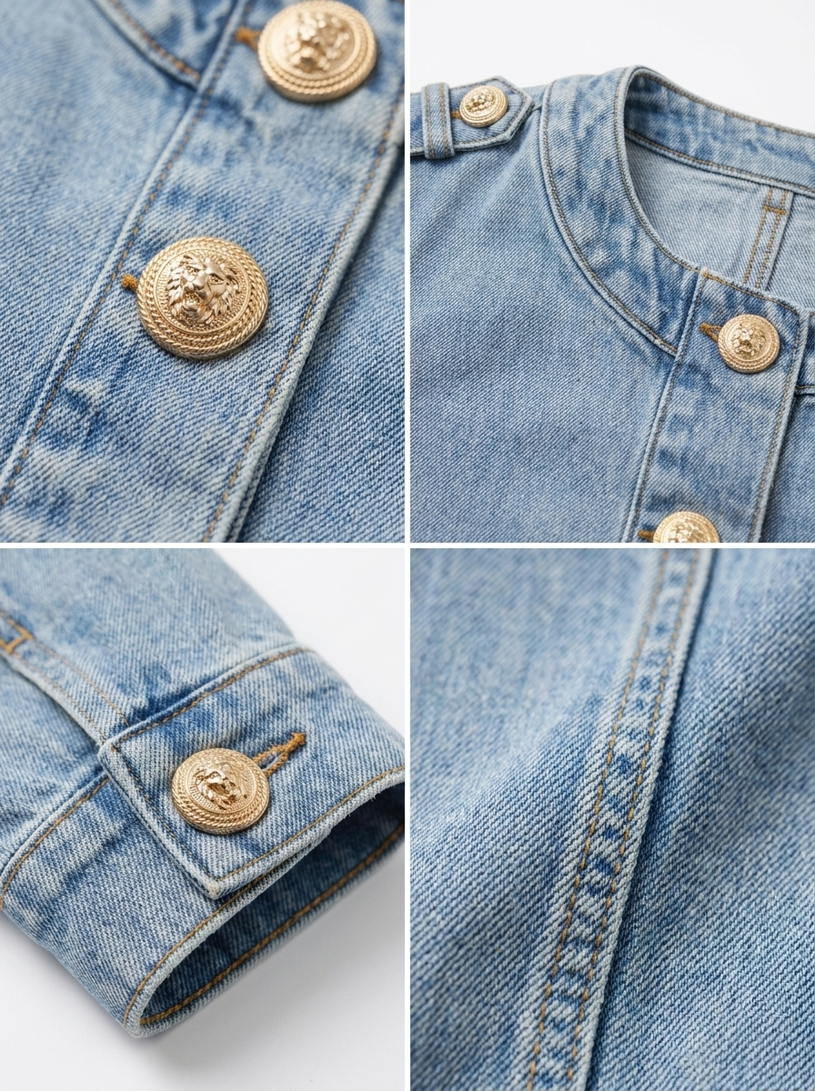 CROPPED DENIM NAPOLEON JACKET