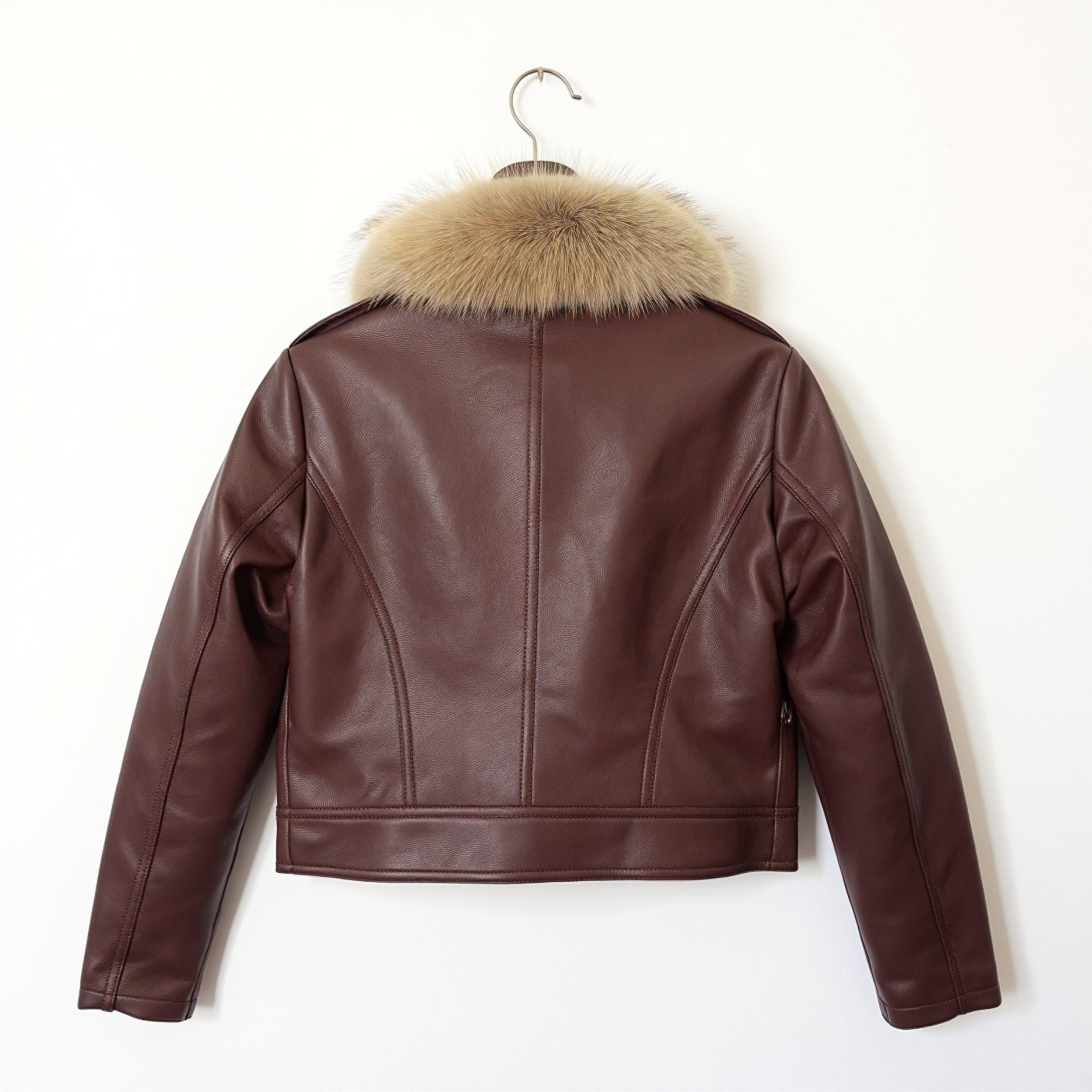 AURORA Faux Fur Collar Leather Jacket